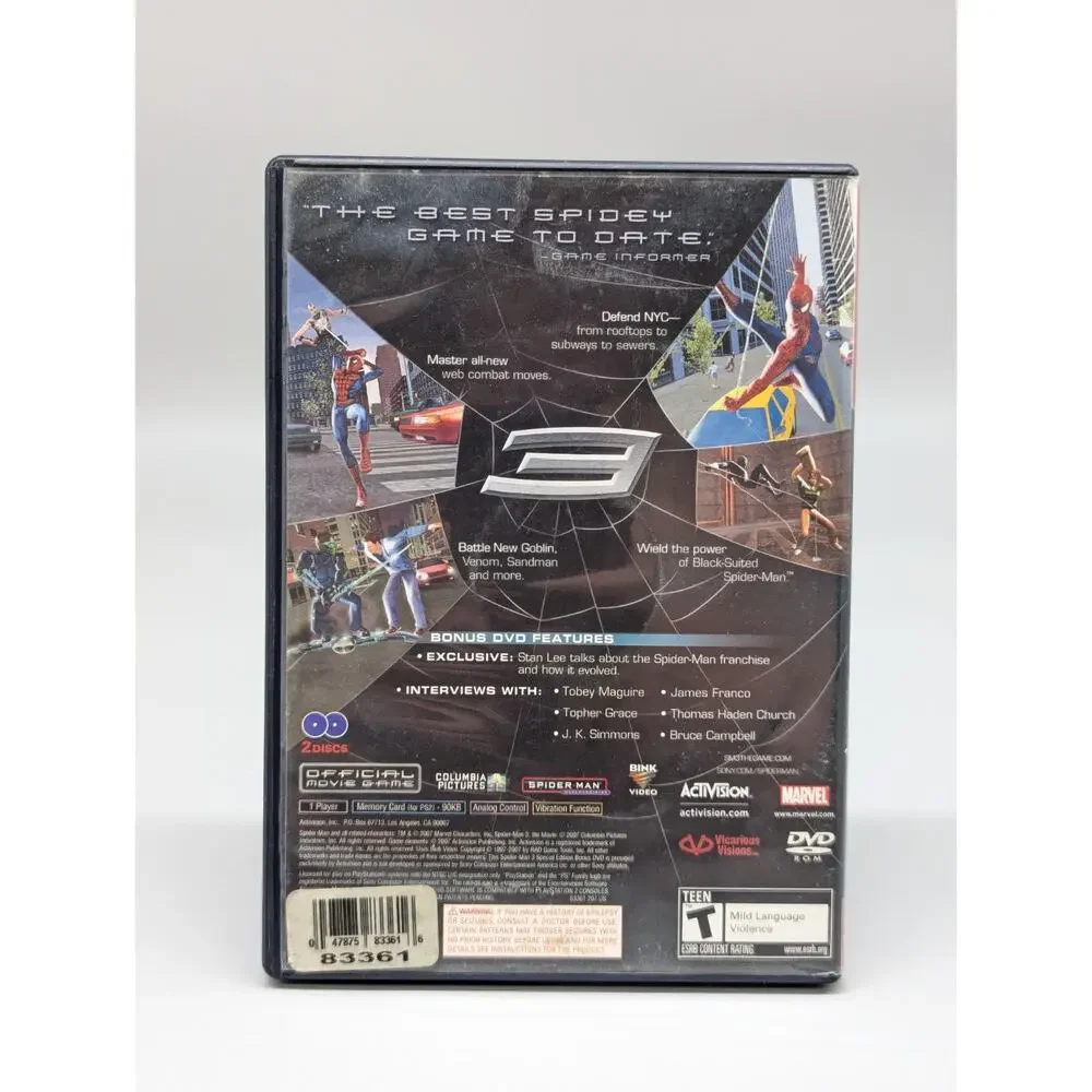 Spider-Man 3 PlayStation 2, PS2 Spiderman + Manual No Bonus Disc